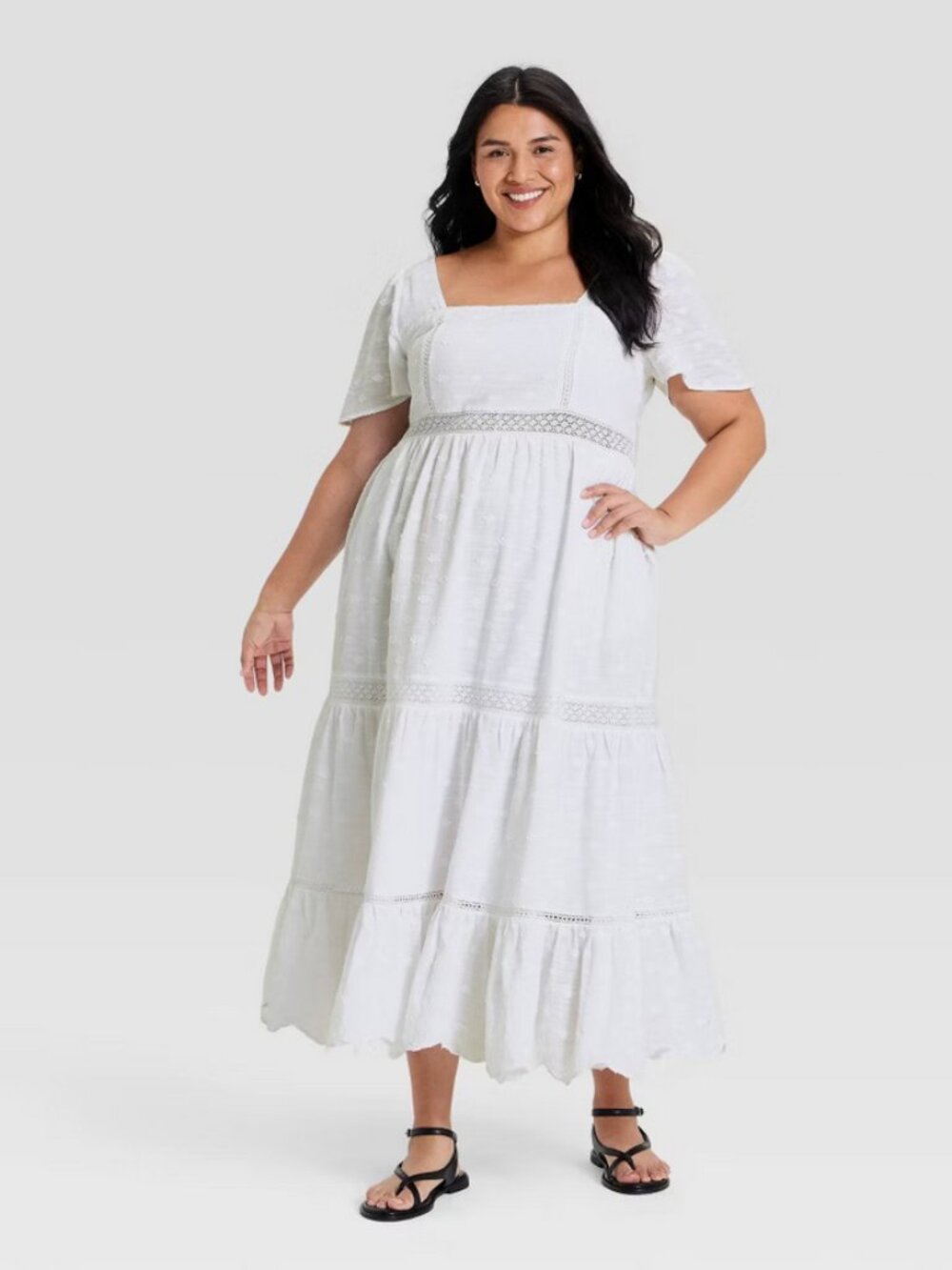 Women's Ruffle Short Sleeve Maxi Sundress - Universal Thread White XL